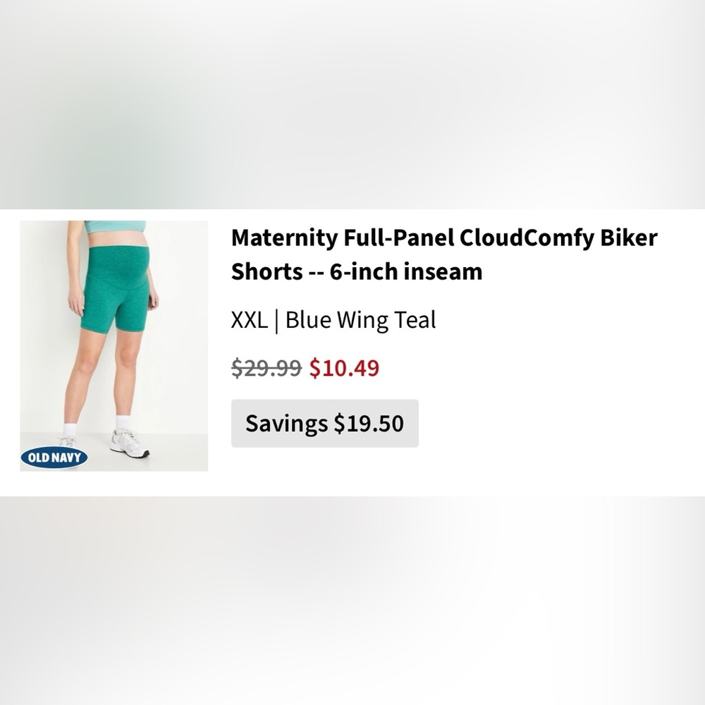 Old Navy Blue Wing Teal Maternity Bike Shorts